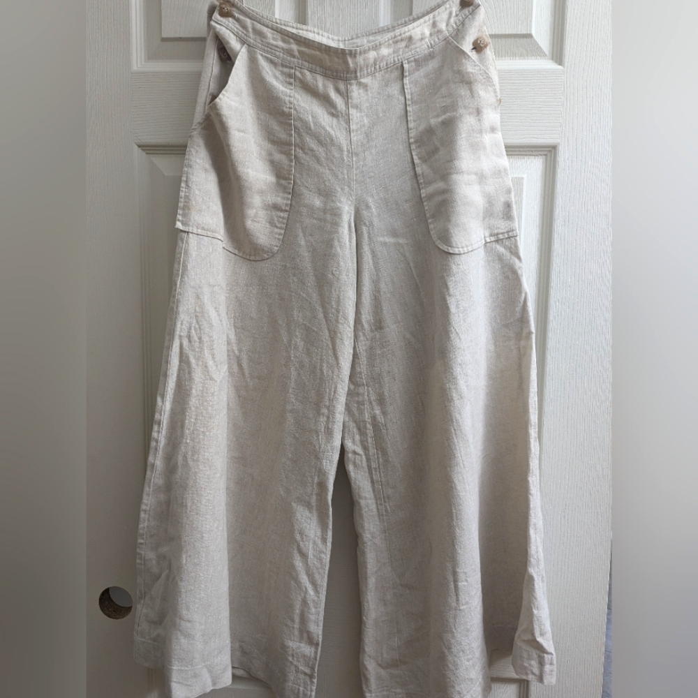 Spiegel Ivory 100% Linen wide leg pants